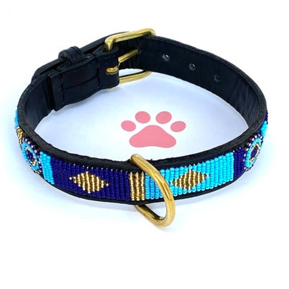 Collier Pour Chien Maasaï en Cuir et Perles