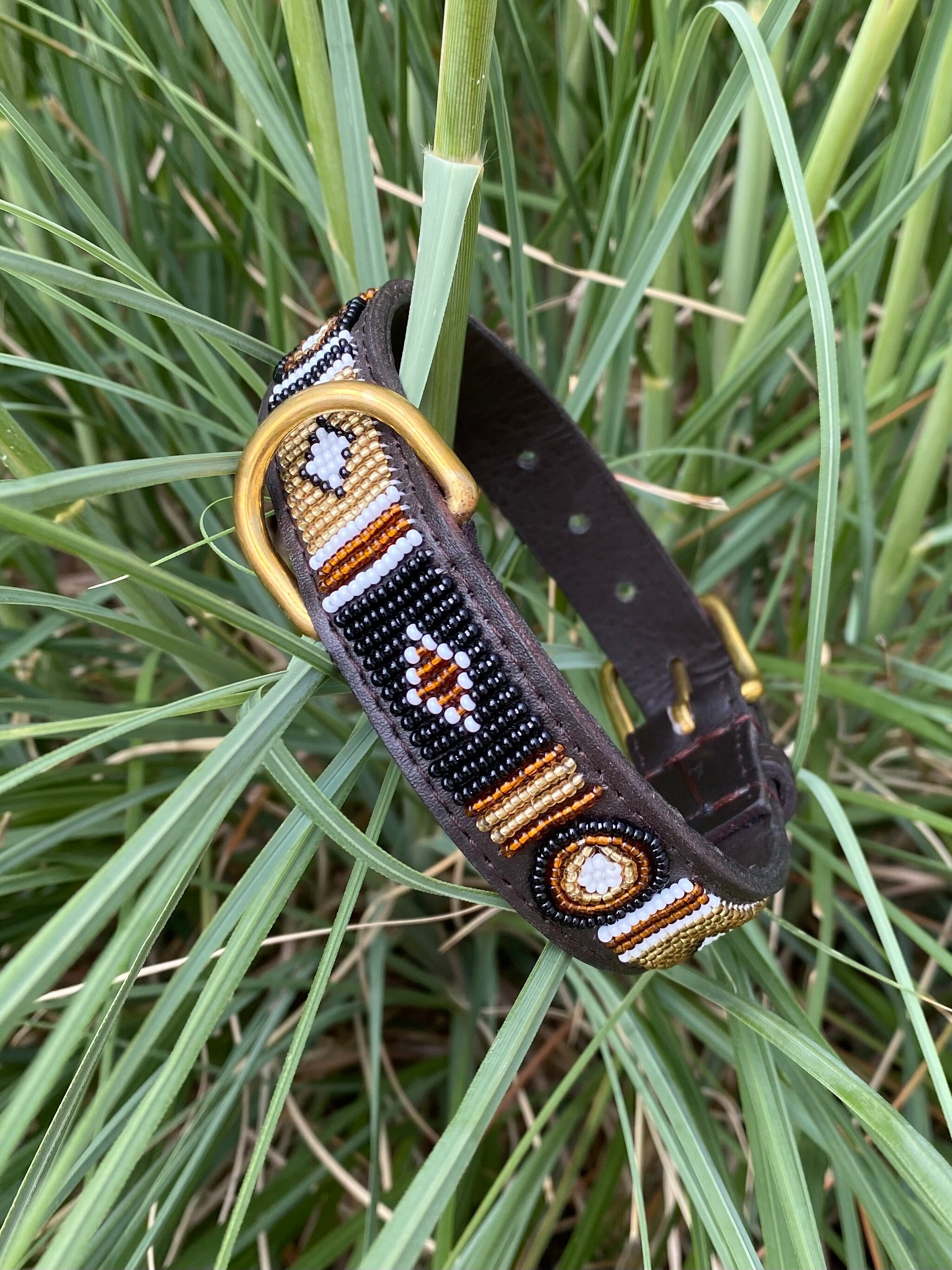 Collier Pour Chien Maassaï en Cuir et Perles Chien