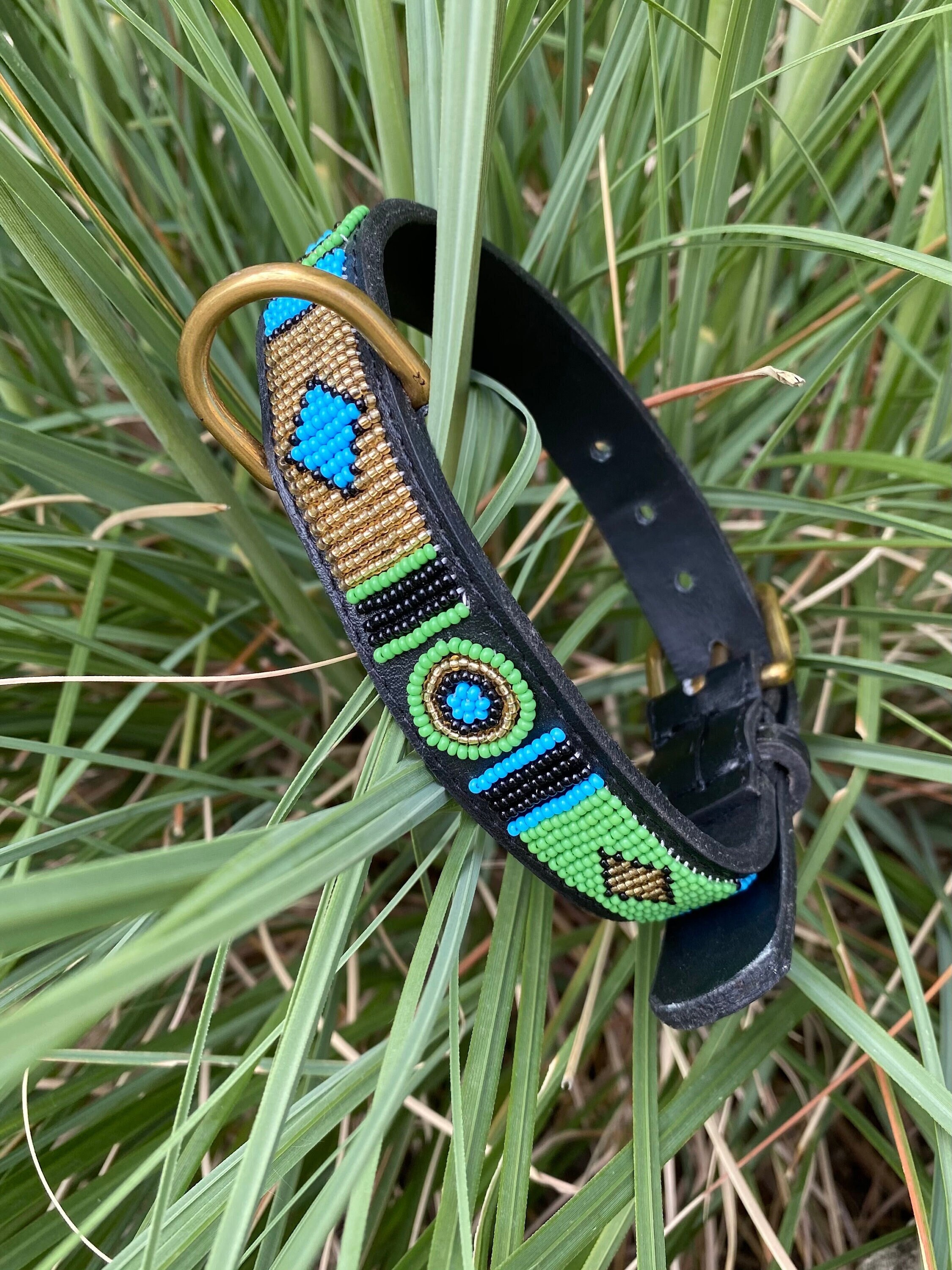 Collier Pour Chien Maasaï en Cuir et Perles Chien