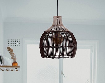 rattan pendant light - Rattan Wicker Lamp - Rattan Lamp - Rattan Chandelier - Woven Lamp Shade - Rattan Ceiling Light: SWISS 2