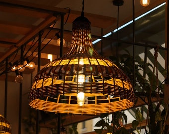 wicker pendant light, rattan pendant light, rattan lamp, bamboo pendant light,  rattan lamp shade, bamboo light fixture, dinning room set