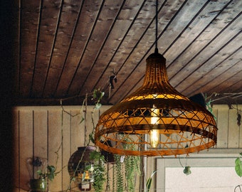 Rattan Pendant Light - Rattan Wicker Lamp - Rattan Lamp - Rattan Chandelier - Woven Lamp Shade - Rattan Ceiling Light  -INFINITY