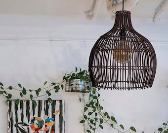 rattan pendant light large - Rattan Wicker Lamp - Rattan Lamp - Rattan Chandelier - Woven Lamp Shade - Rattan Ceiling Light: SWISS 3