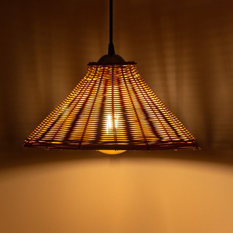 Rattan Pendant Light Rattan Wicker Lamp Wicker Light Fixture Etsy