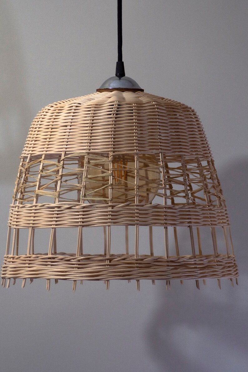 Rattan Pendant Light Wicker Chandelier Rattan Lamp Rattan Chandelier Woven Lamp Shade Rattan Ceiling Light Rustic Lamp Shade: CYO image 9