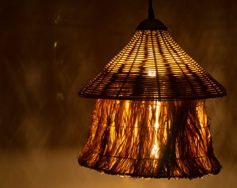 Mushroom Lamp Rattan Pendant Light - Wicker Chandelier - Rattan Wicker Lamp - Rattan Lamp -  Rattan Ceiling Light: MUSHROOM