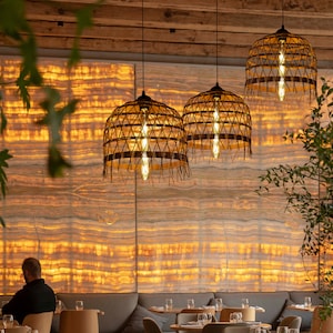 Wicker pendant light, Rattan pendant light, Rattan lamp, bamboo pendant light,  rattan lamp shade, bamboo light fixture, dinning room table