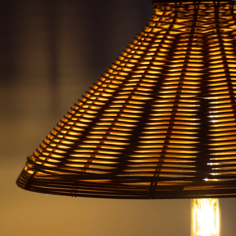 Rattan Pendant Light Rattan Wicker Lamp Wicker Light Fixture Etsy