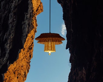 Rattan Pendant Light - Rattan Wicker Lamp - Rattan Lamp - Rattan Chandelier - Woven Lamp Shade - Rattan Ceiling Light: SUN FLOWER