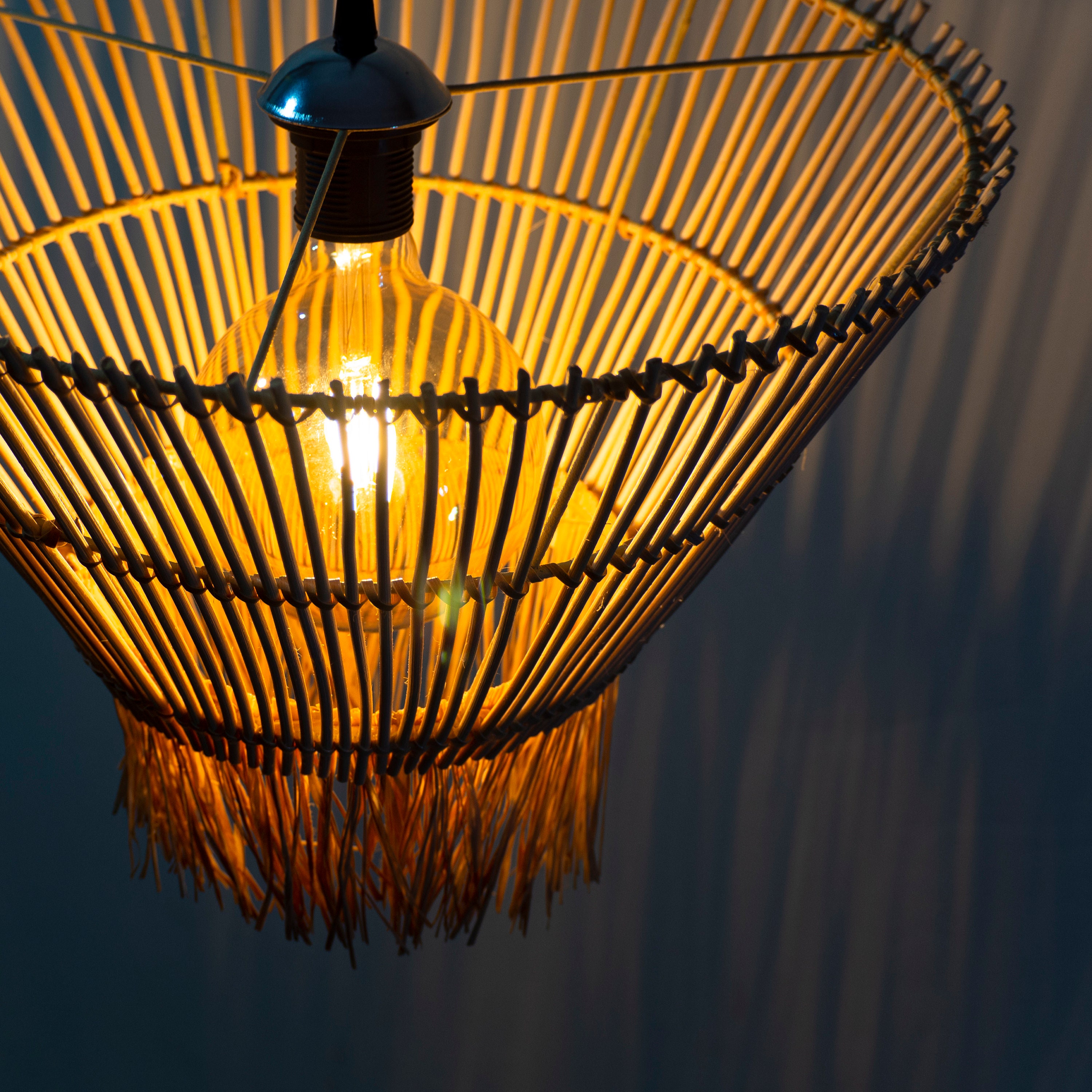 Wicker Ceiling Handcrafted Rattan Ceiling Lamp - Tropical Villa Style Lighting - Etsy
