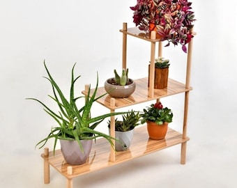 3 Tiers Wooden Flowerpot - Decorative Flower Pot Stand - Indoor Flower Shelf - Ladder Flower Stand - Flower Pot Stand - Wooden Flower Shelf