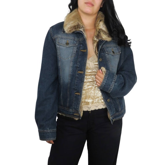 【関税込み】Lined denim jacket with faux-fur collar ZXYTIM Men's Winter Sherpa Lined Denim Jackets Faux Fur