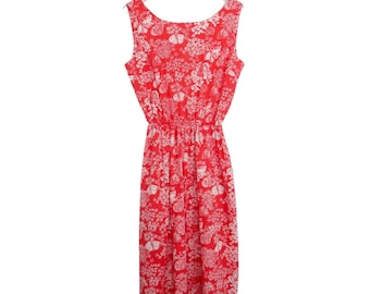 1970s Vintage The Lilly Pulitzer Coral Pink Sleeveless Floral Midi Dress Small