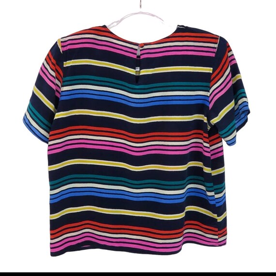 1990s Tess Vintage Rainbow Striped Silk Top with … - image 3