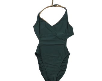 90年代風テクスチャード ライムグリーン ワンピース水着 | S | VTG