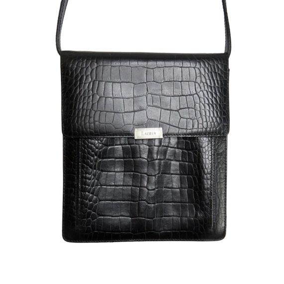 Vintage Ralph Lauren Black Embossed Crocodile Lea… - image 2