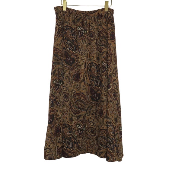 1990s Vintage Bass Brown Paisley High Rise Maxi S… - image 6