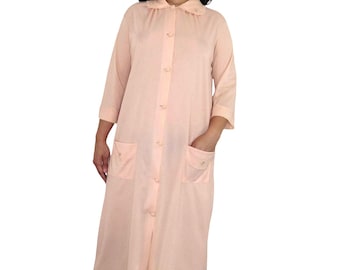 1970s Henson Kickernick Pink Vintage Nightgown Button Front Floral Medium