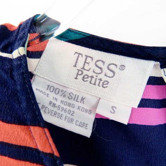 1990s Tess Vintage Rainbow Striped Silk Top with … - image 4