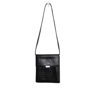Vintage Ralph Lauren Black Embossed Crocodile Leather Crossbody Bag Retro Glam