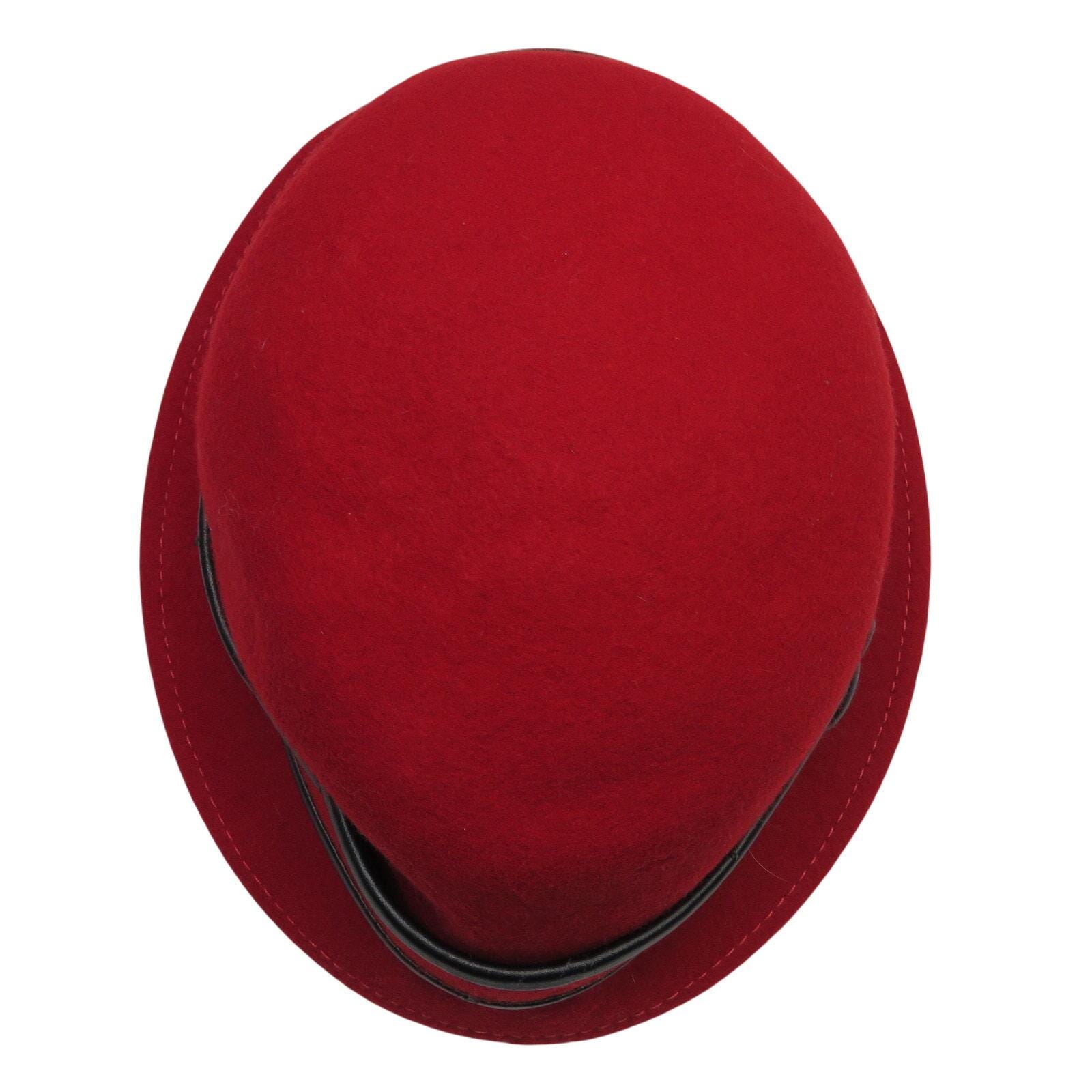 1970s Vintage Broner Vintage Red Bowler Hat Chic Red Wool Hat with Black Button Vintage Red Hat 1960s 70s Red Felt Bowler Hat Large Ribbon  main image 4