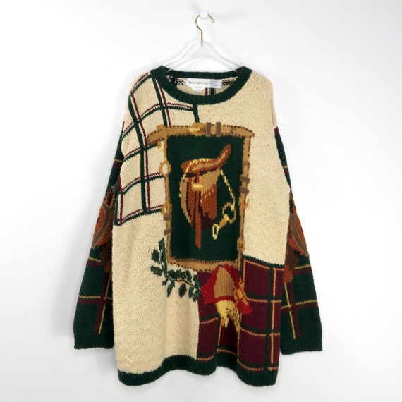 1980s Vintage Sweater Equestrian Knit Vintage Swe… - image 3