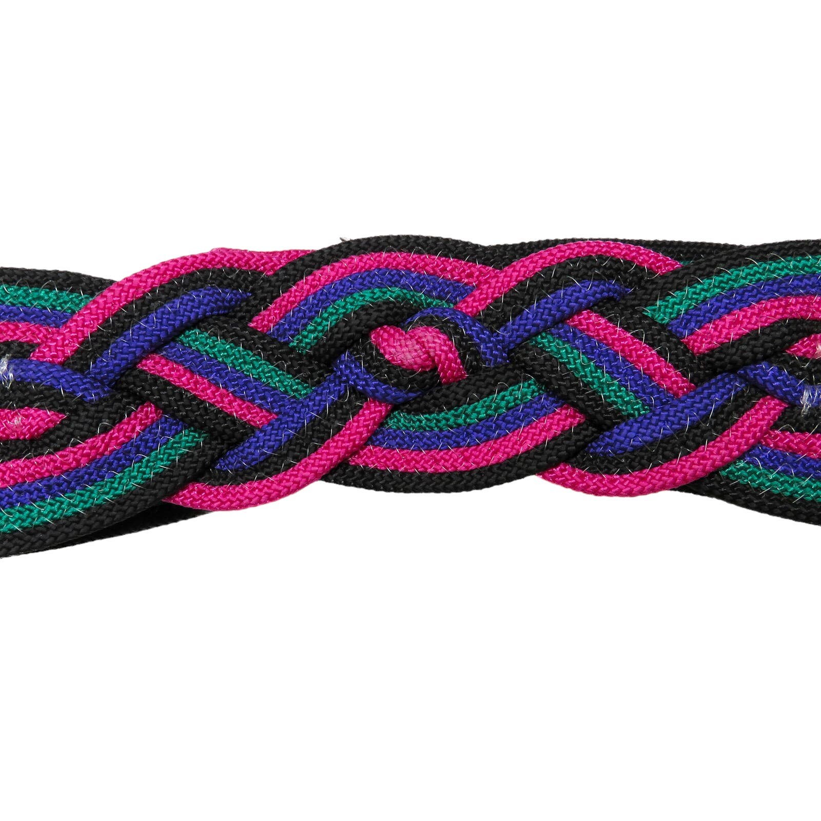 VINTAGE CHUNKY MULTICOLR BRAIDED BELT GIRLIE PINK PURPLE SILVER GREEN BLUE 1990s Vintage Woven Braided Colorful Belt Pink Purple Green  main image 4