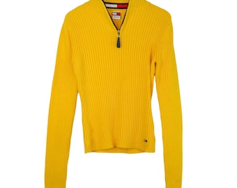 Y2k Vintage Tommy Hilfiger Tommy Jeans Yellow Classic Knit Sweater Medium