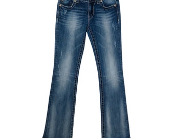 Y2k Miss Me Boot Cut Embellished Pocket Low Rise Flare Jeans Size 28