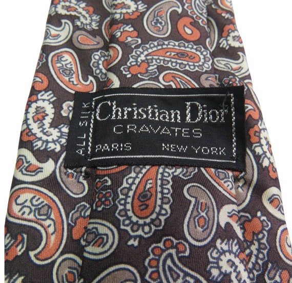 Christian Dior Cravates Navy Blue and Gray Print Neck Tie