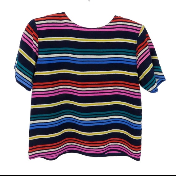1990s Tess Vintage Rainbow Striped Silk Top with … - image 2