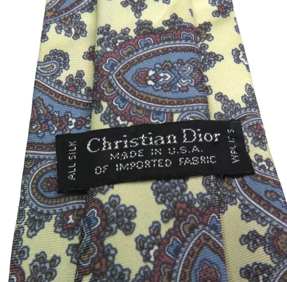Vintage Christian Dior Designer Yellow & Blue Ret… - image 5