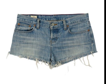 Y2k Abercrombie & Fitch Denim Low Rise Daisy Herzog abgeschnitten Jeansshorts 4