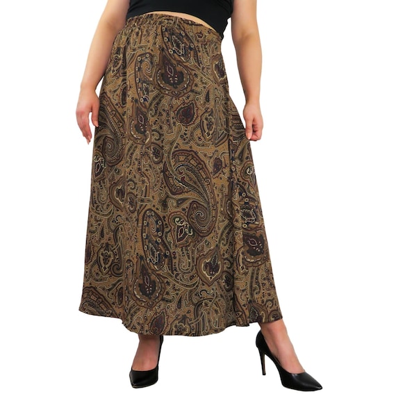 1990s Vintage Bass Brown Paisley High Rise Maxi S… - image 2