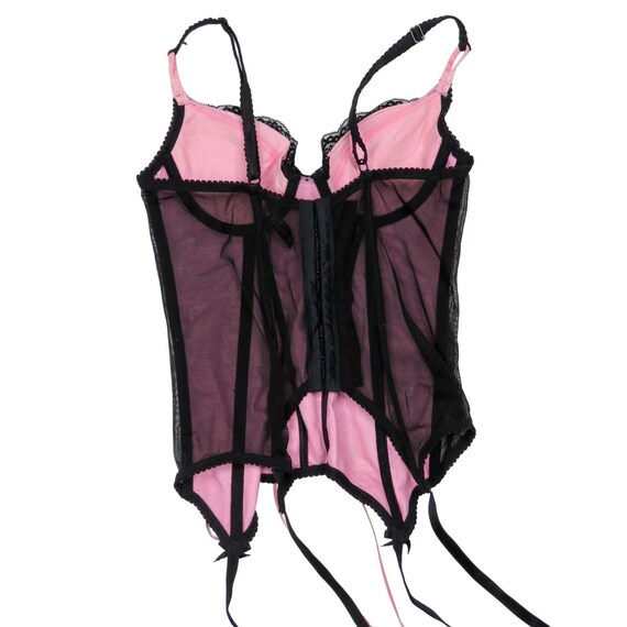 Ann Summers Y2k Vintage Pink and Black Lace Corse… - image 5