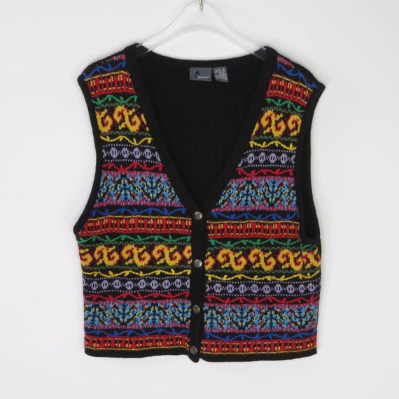 1990s Vintage Liz Claiborne Rainbow Knit Exploded… - image 2