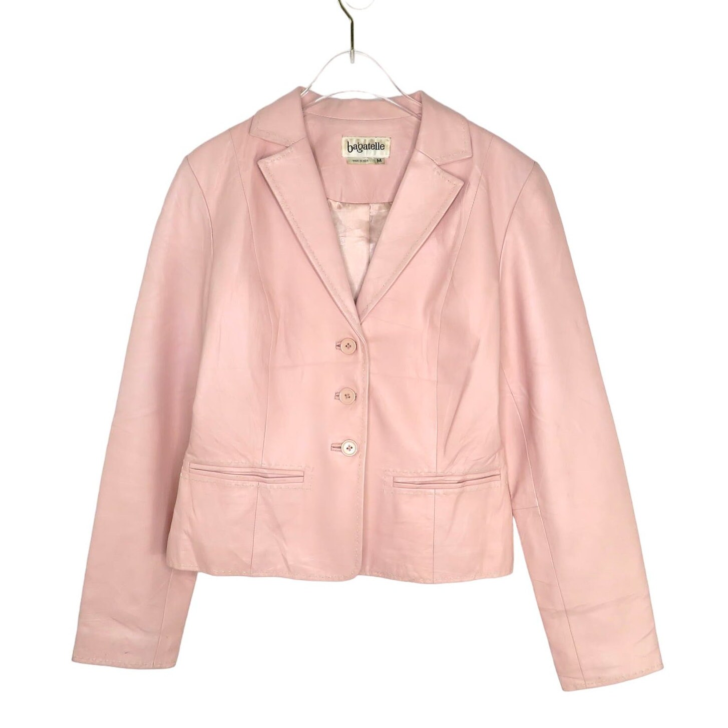 90s Vintage Bagatelle Pink Leather Jacket Pastel Medium Retro Etsy