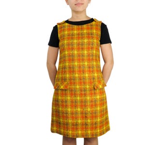 orange plaid overall dress Orange Overall Dress