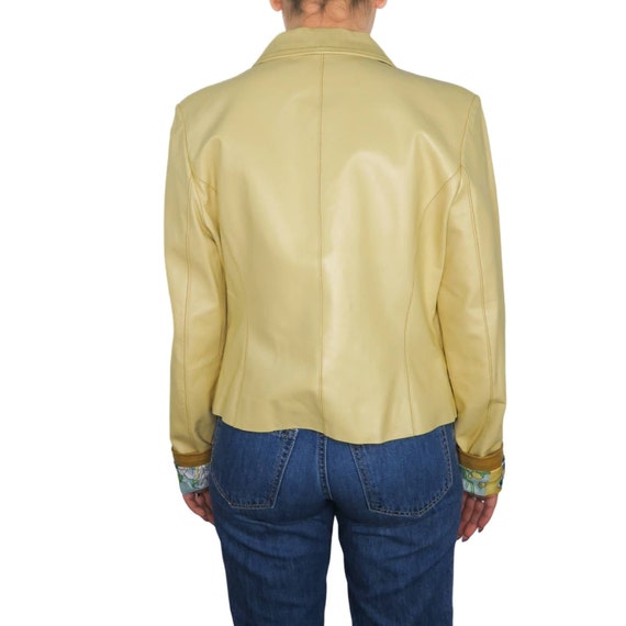 90s Bernardo Vintage Yellow Leather Jacket Medium Ret… Gem