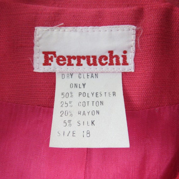 90s Vintage Ferruchi Hot Pink Pink Skirt Suit Bla… - image 7