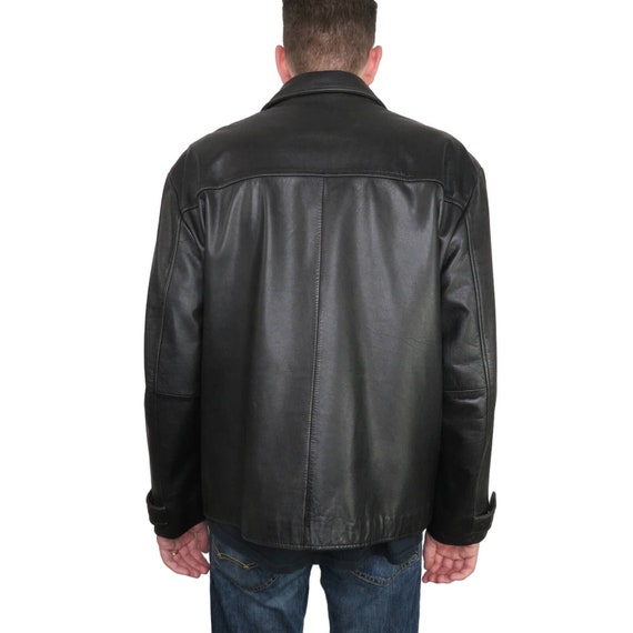 1990s Vintage Guess Men's Classic Black Leather Jacket Large 1990s Vintage Guess Men's Classic Black Leather Jacket Large