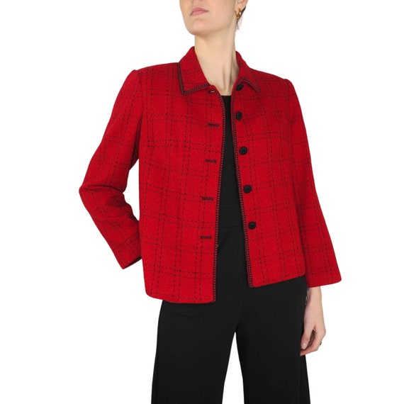 Talbots Vintage Red Tweed Plaid Blazer Jacket with