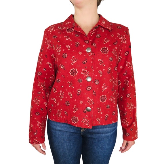 ORVIS Vintage Red Bandana Paisley Pattern Jacket … - image 1