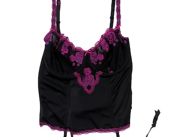 Y2k The Collection Magenta Pink & Black Floral Corset Bustier Top 38C