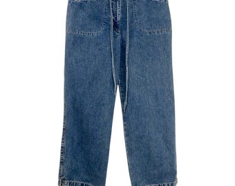 90s New York & Co. Vintage Jeans High Rise Straight Leg Jeans Ribbon Belt 8 30"