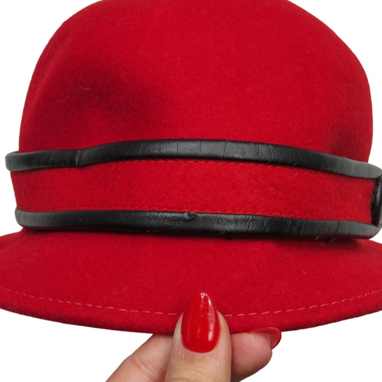 1970s Broner Vintage Red Wool Bowler Hat: Retro Chic - Etsy display picture 2