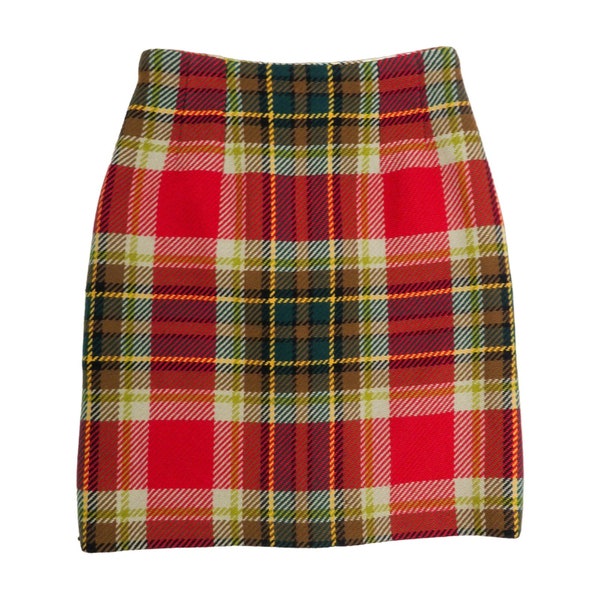 90s Vintage Chadwick's Red and Green Plaid Vintage Mini Skirt Size 4P