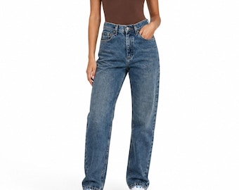 Jean mom Lee, jambe droite, taille haute, vintage des années 90, 28 po.