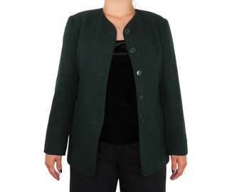 1990s Vintage Talbots Emerald Green Blazer Jacker Size 8 Medium