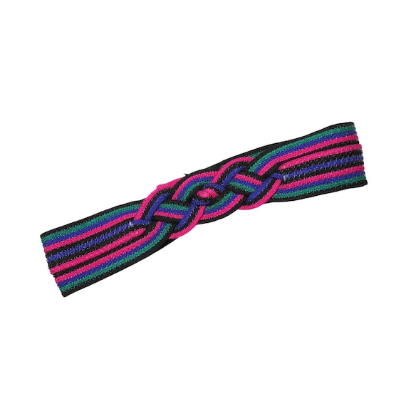 1990s Vintage Woven Braided Colorful Belt Pink Pur